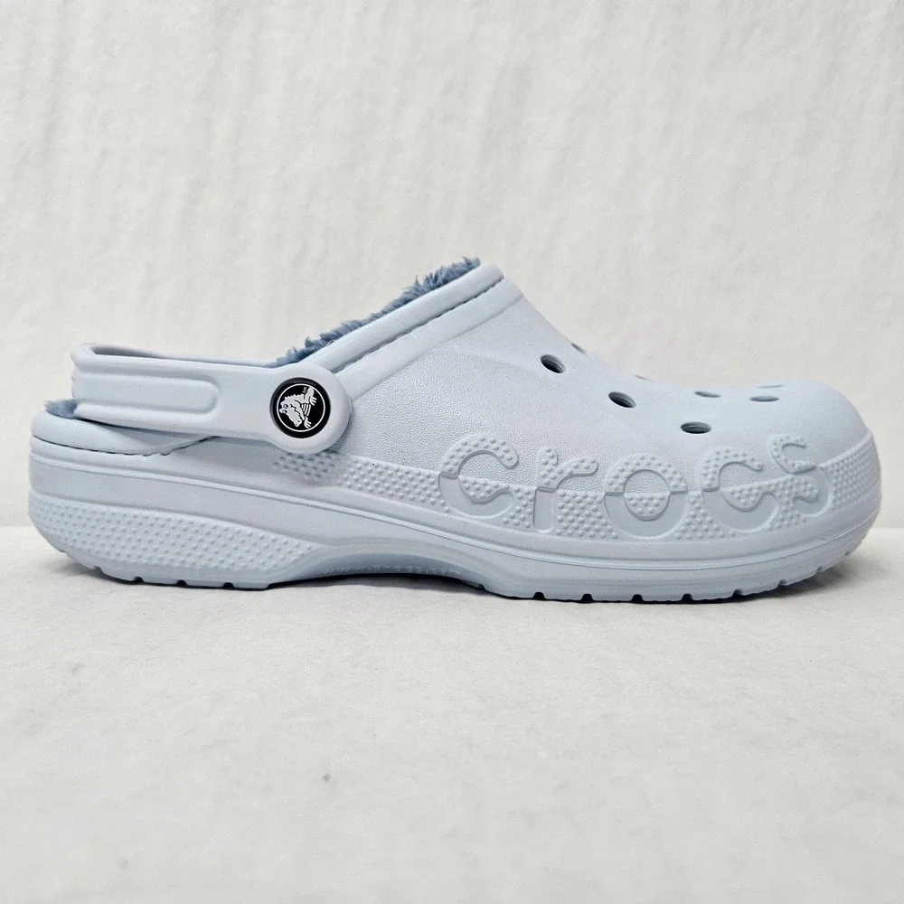 Crocs Baya Lined Clog Faux Fur‎ Fuzzy Slip On 205969 Light Blue Men Size 9